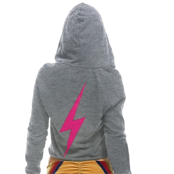 Aviator Nation Bolt Stitch Chevron 5 Split Nexk Raglan Hoodie 🌈 Size M - Picture 2 of 7